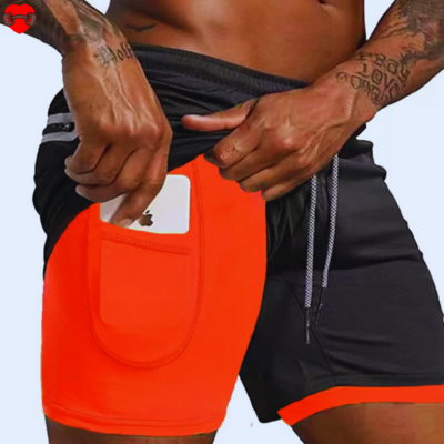 short-sport-homme-orange fluorescent